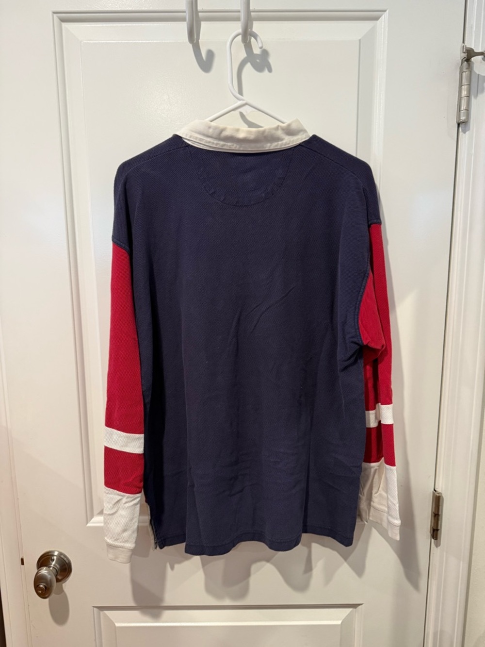 Vintage 90’s Bugle Boy Navy, Red and White Colorblock Rugby Shirt - Picture 5 of 6